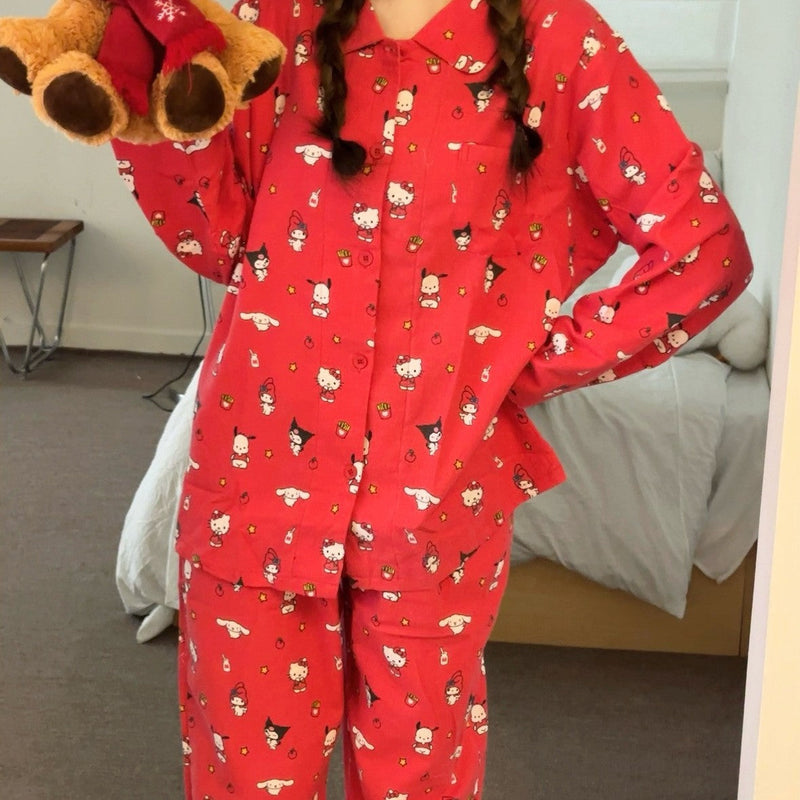 Elegant Red Christmas Pajamas - Women's