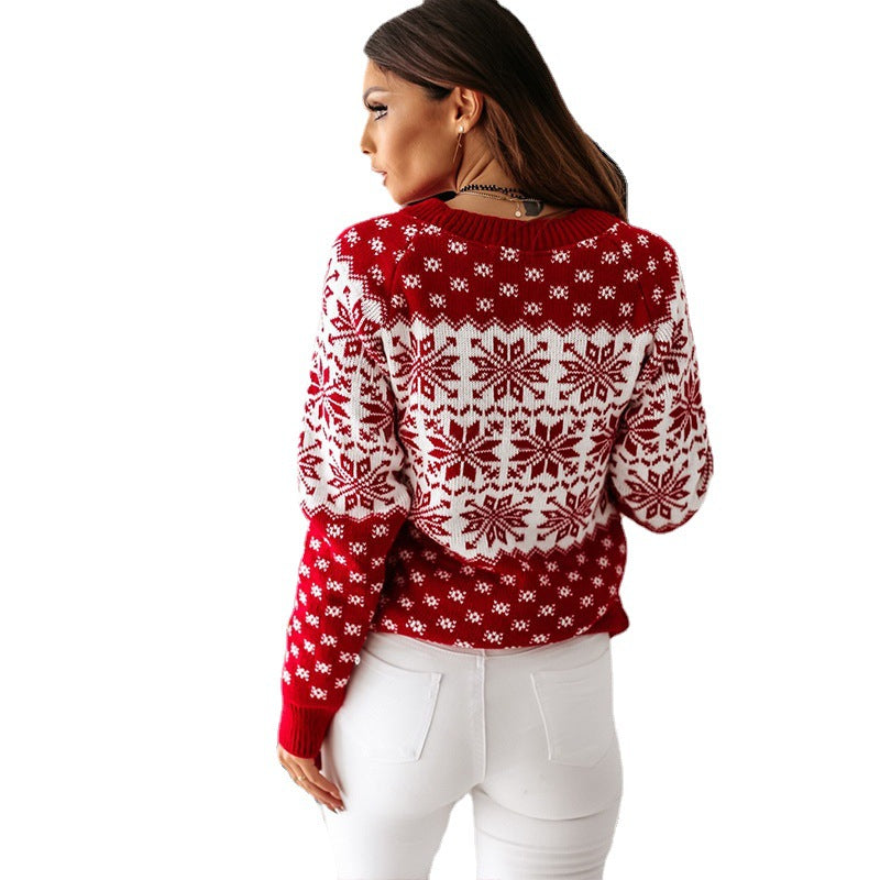 Women's Christmas Sweater with Festive Snowflake Motif