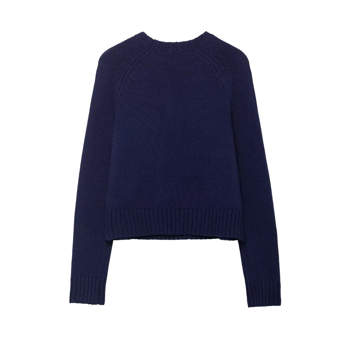 Women's Knitted Crop Sweater with Christmas Motif and Raglan Sleeves