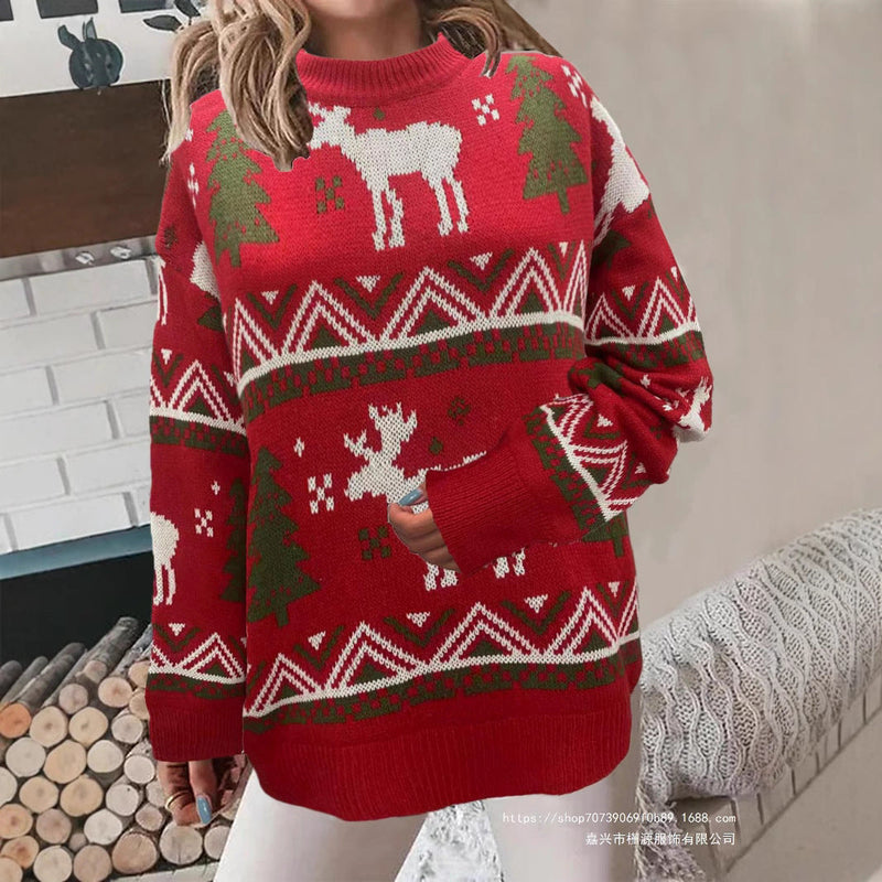 Women's Cozy Christmas Sweater with Festive Motif and High Fit R&B