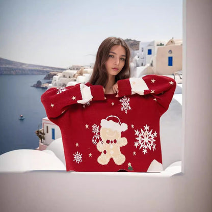 Women's Festive Knit Sweater with Christmas Design R&B