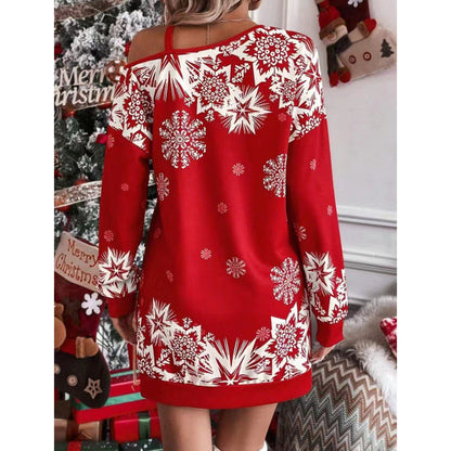 Women's Wintry Christmas Dress with Playful Snowflake Pattern R&B