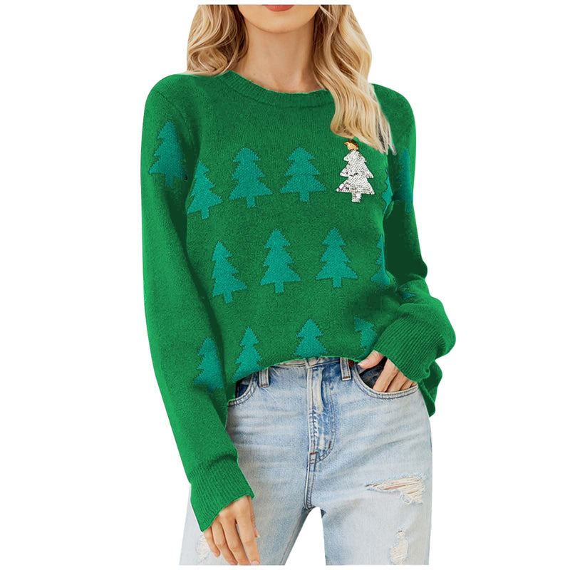 Women's Cozy Christmas Sweater with Festive Fir Tree Design R&B