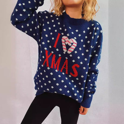 Women's Knit Sweater with Festive Christmas Design and Relaxed Fit R&B