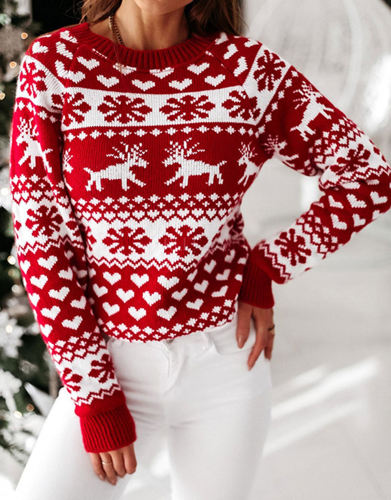 Women's Cozy Christmas Sweater with Traditional Pattern