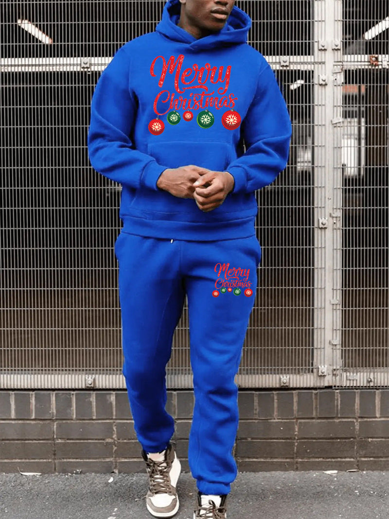 Women's Hoodie and Sweatpants Set with Festive Christmas Pattern