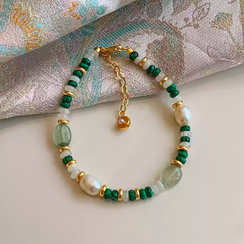Freshwater Pearl & Malachite Beaded Necklace Set