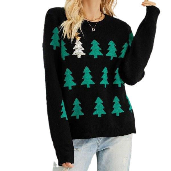 Women's Cozy Christmas Sweater with Festive Fir Tree Design R&B
