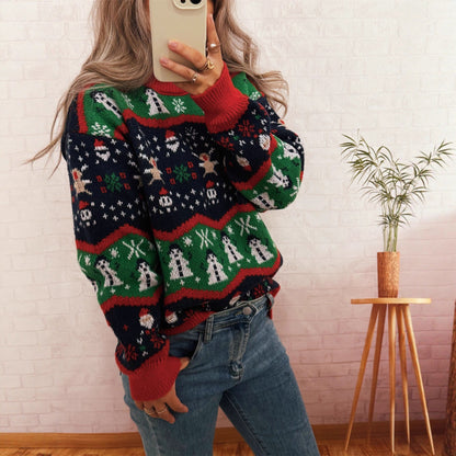Women's Christmas Sweater with Cheerful Motif and Casual Cut