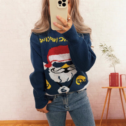 Women's Festive Knit Sweater with Christmas Motif R&B