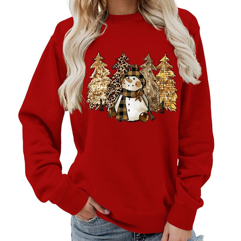 Women's Sweatshirt with Creative Snowman Design and Soft Lining