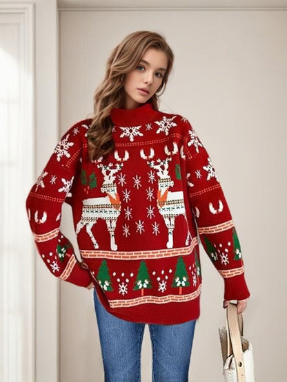 Women's Christmas Sweater with Festive Motif and Casual Cut