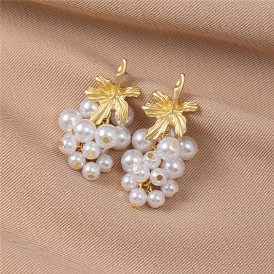 Adalyn Pearl Leaf Drop Earrings