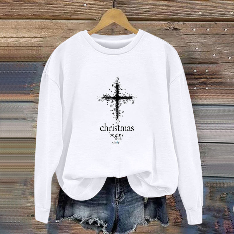 Women's Sweatshirt with Christmas Motif and Soft Lining