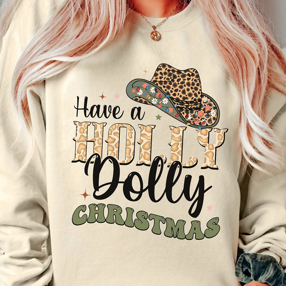 Women's Sweatshirt with Creative Christmas Motif and Stylish Lettering
