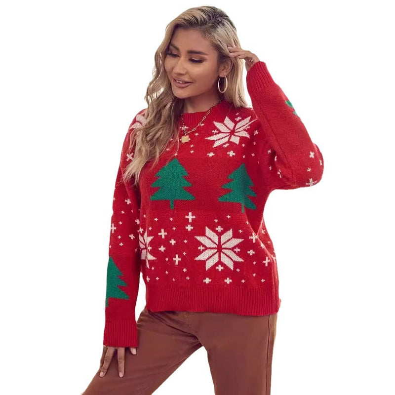 Women's Patterned Christmas Sweater with Festive Design and Cozy Fit
