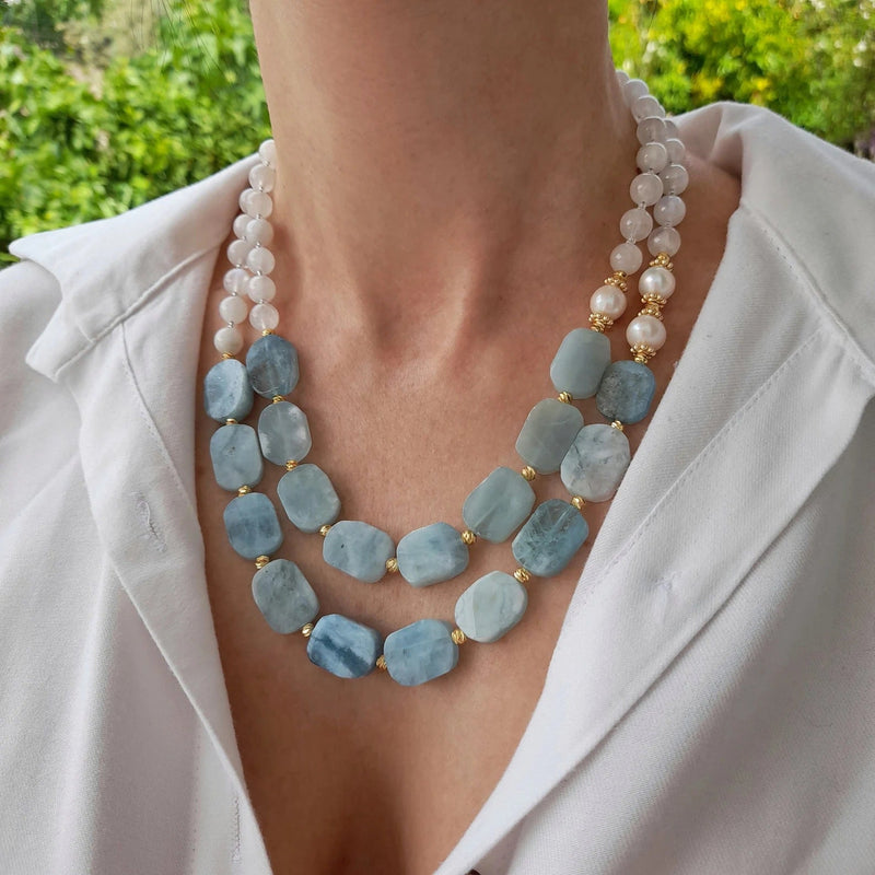 Aquamarine Double Strand Necklace
