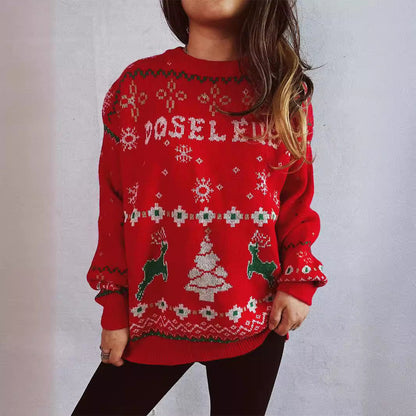 Women's Christmas Sweater with Festive Motif and Soft Material R&B