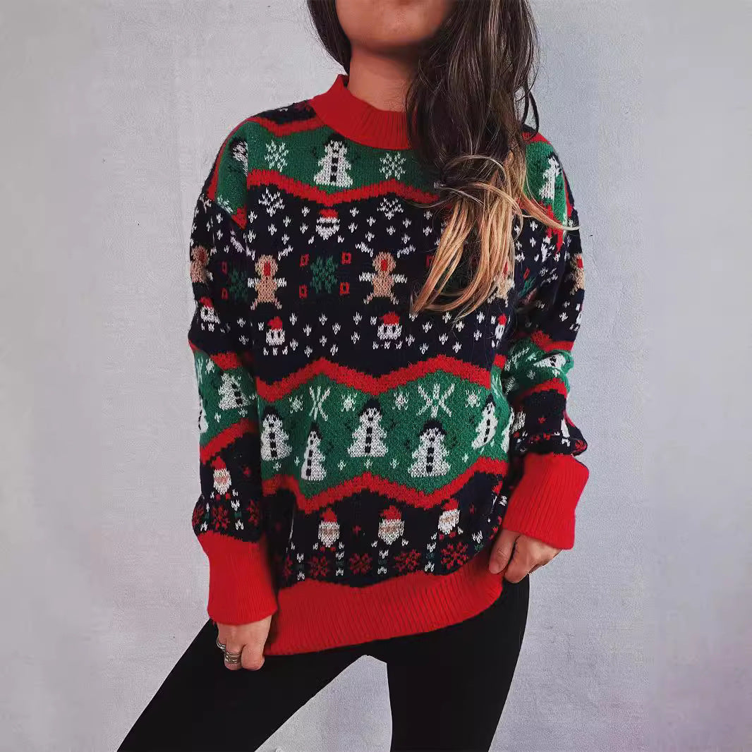 Women's Christmas Sweater with Festive Design and Playful Motifs R&B