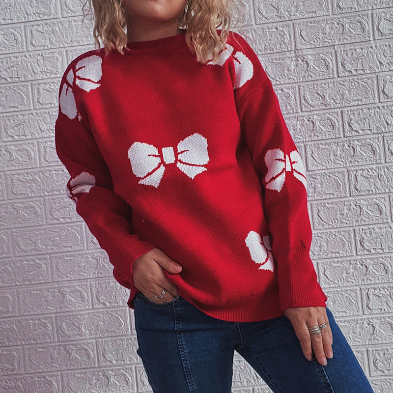 Women's Festive Sweater with Cheerful Bell Motif and Casual Cut R&B
