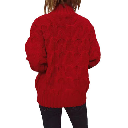 Women's Winter Sweater with Festive Motif and Textured Knit