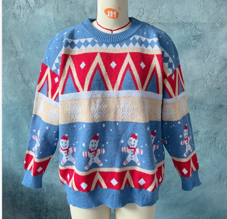 Women's Festive Knit Sweater with Cheerful Christmas Motif and Casual Cut