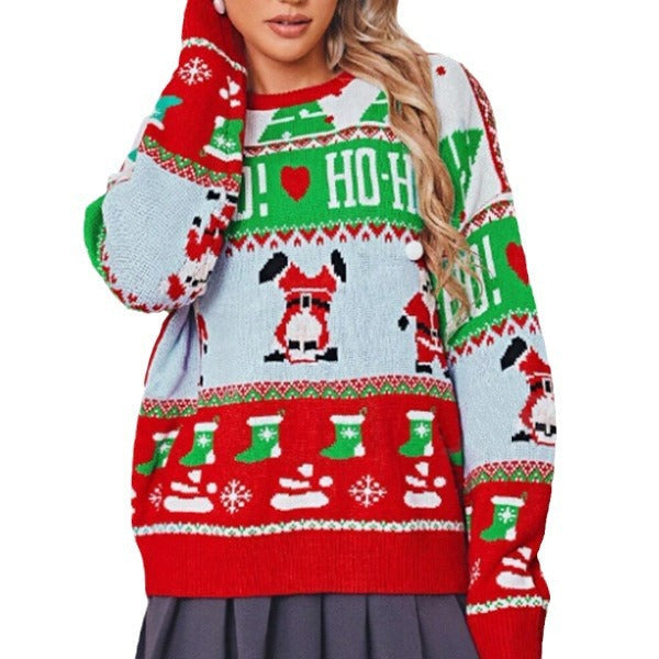 Women's Christmas Sweater with Festive Design and Unique 3D Elements