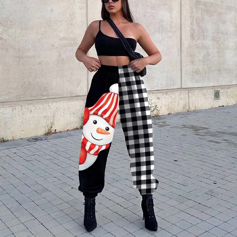 Women's Casual Pants with Fun Snowman Design R&B