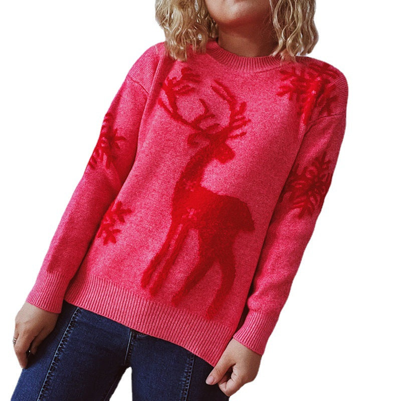 Women's Christmas Sweater with Festive Reindeer Design and High-Quality Knit
