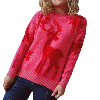 Women's Christmas Sweater with Festive Reindeer Design and High-Quality Knit