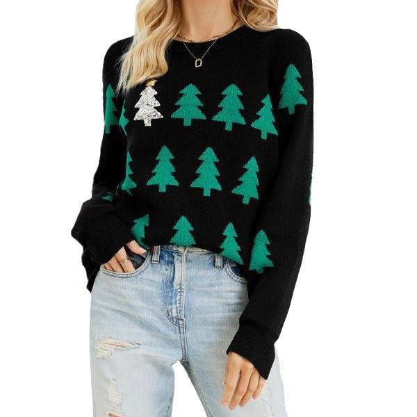 Women's Cozy Christmas Sweater with Festive Fir Tree Design R&B