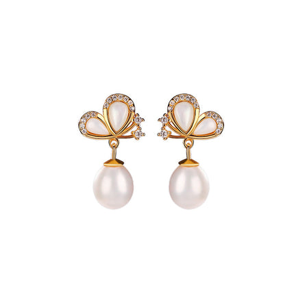 Pearl and Mother Butterfly Earrings