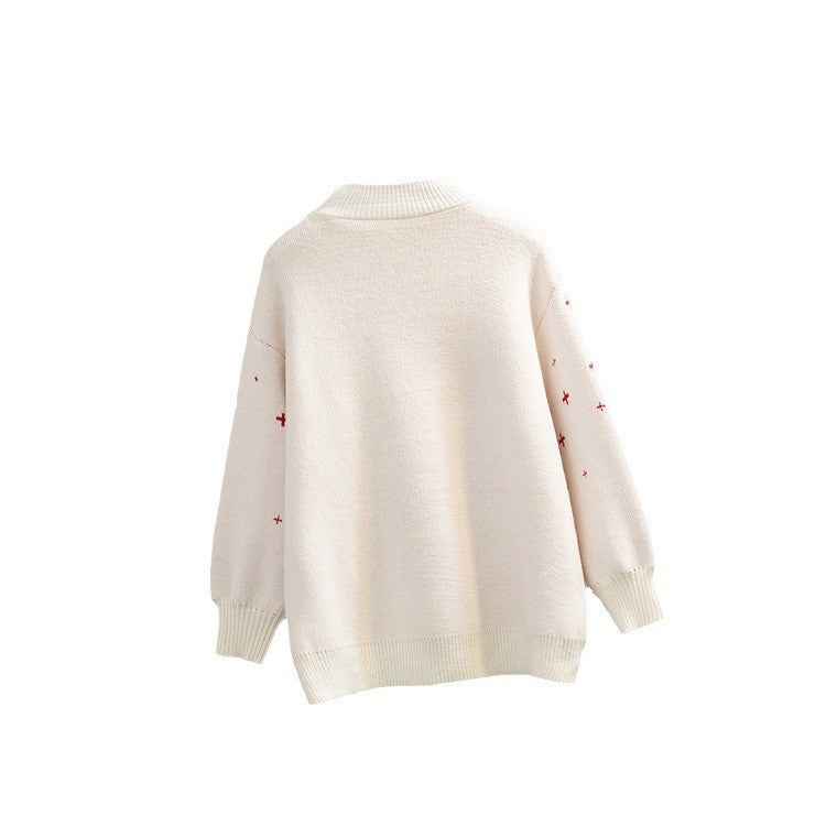 Women's Cozy Christmas Sweater with Festive Reindeer Design R&B