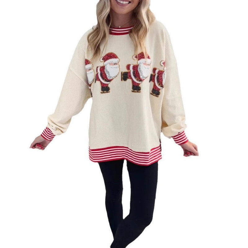 Women's Oversized Sweater with Festive Christmas Motif R&B