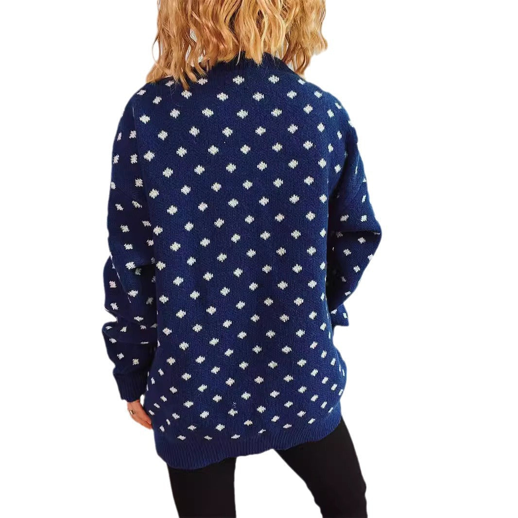 Women's Knit Sweater with Festive Christmas Design and Relaxed Fit R&B