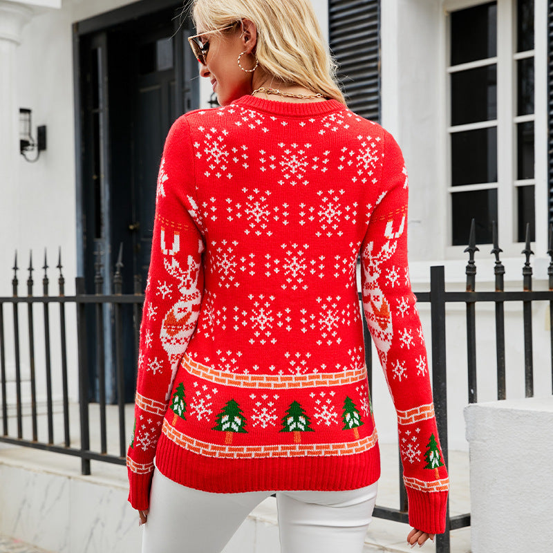 Women's Christmas Sweater with Festive Reindeer Design and Cozy Material R&B