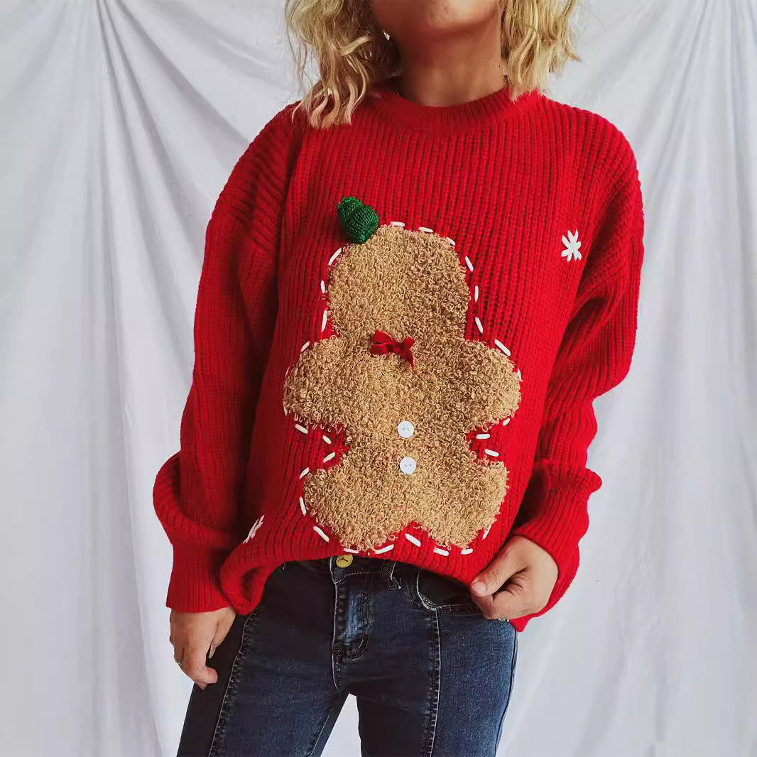 Women's Festive Sweater with Christmas Cookie Design R&B