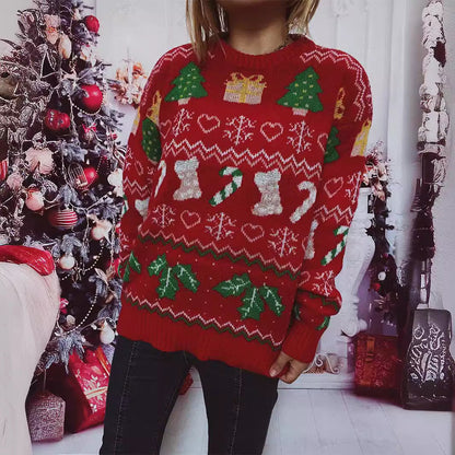 Women's Christmas Sweater with Festive Christmas Design