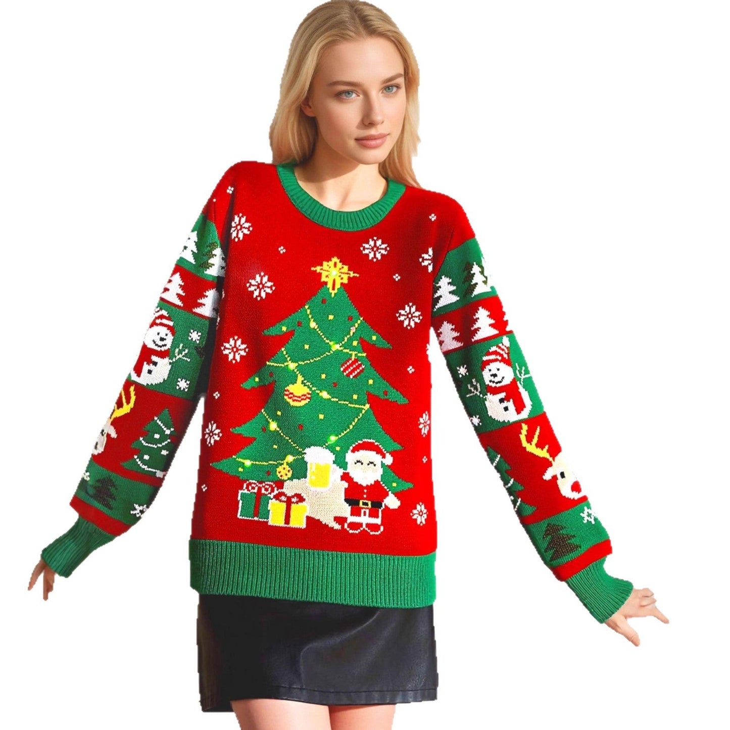 Women's Festive Christmas Knit Sweater with Unique Motif