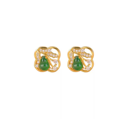 Lena Emerald Blossom Stud Earrings
