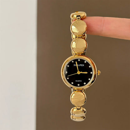 Small Dial Gold Bead Bracelet Watch