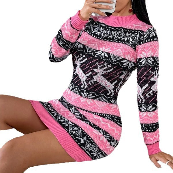 Women's Knit Dress with Festive Christmas Design
