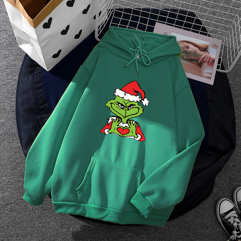 Women's Comfortable Hoodie with Grinch Motif