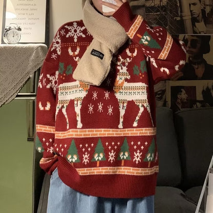 Women's Festive Winter Sweater with Christmas Motifs