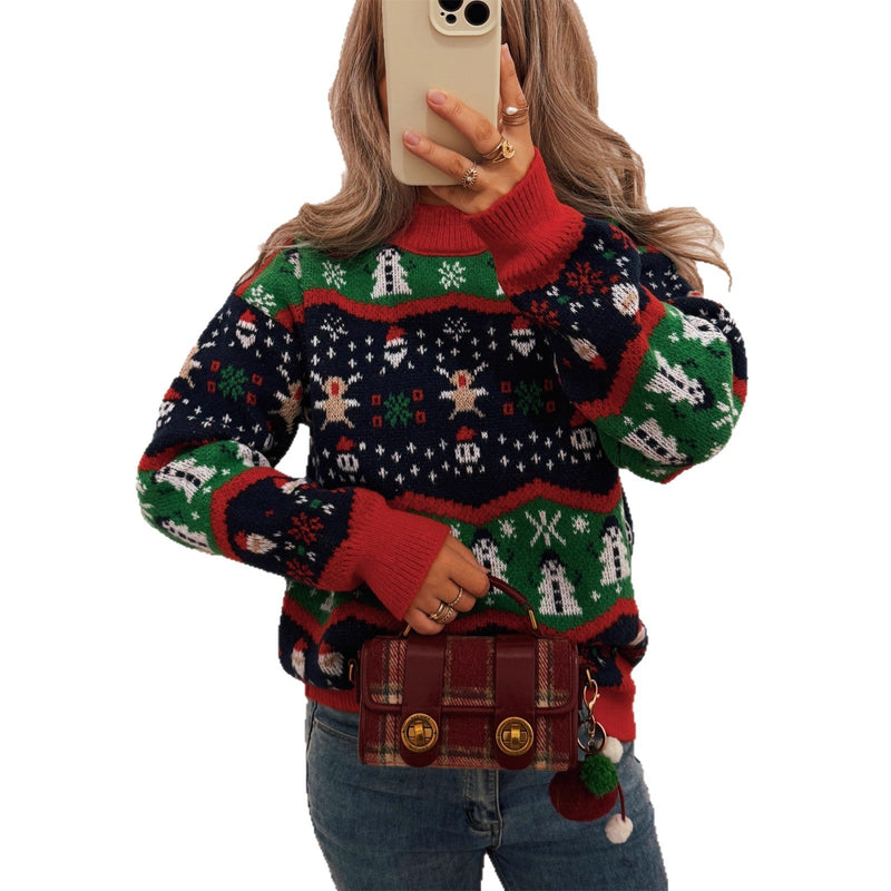 Women's Christmas Sweater with Cheerful Motif and Casual Cut R&B