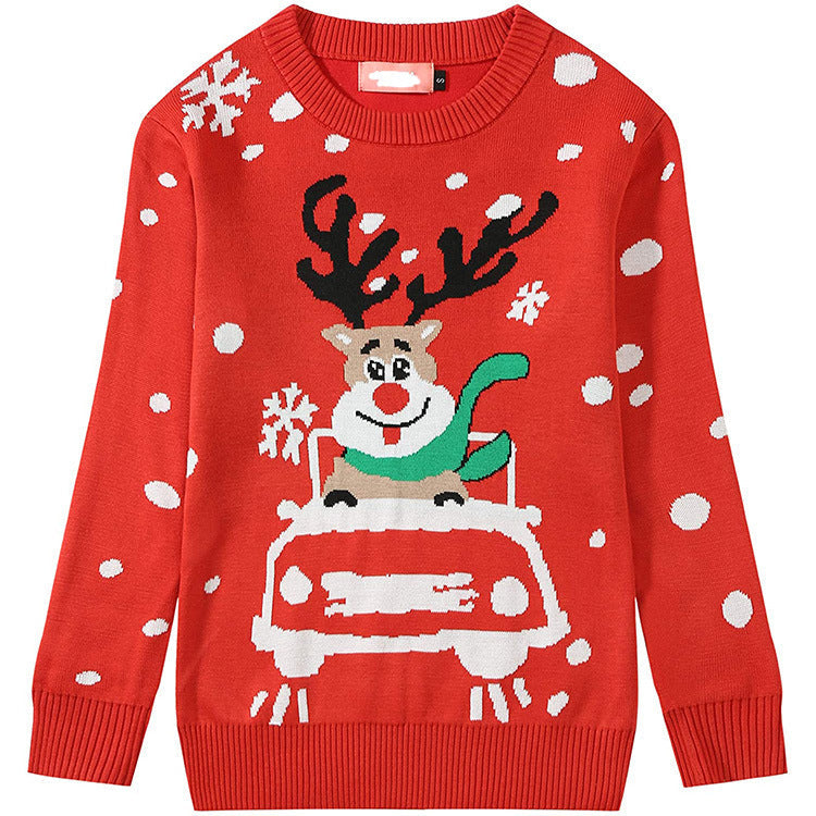 Women's Christmas Sweater with Festive Reindeer Motif and Vibrant Design