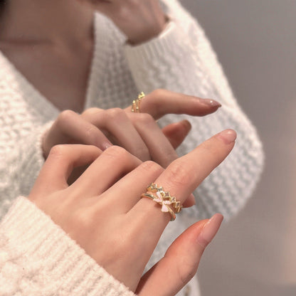 Butterfly Crystal Adjustable Ring Set