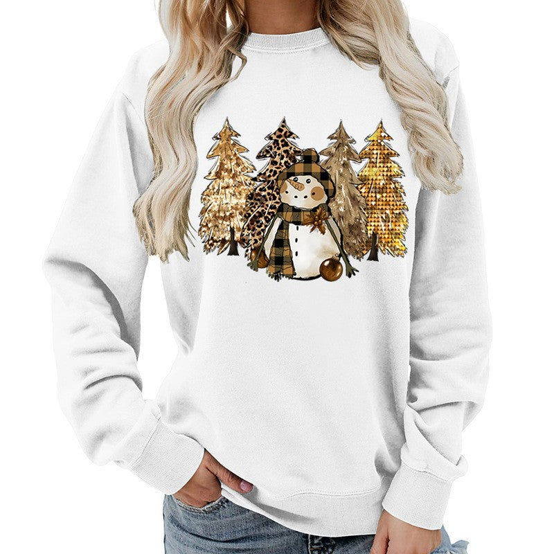 Women's Sweatshirt with Creative Snowman Design and Soft Lining