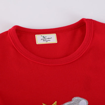 Girls' Cotton Dress with Festive Animal and Christmas Tree Design R&B