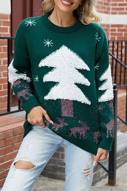 Plush Christmas Tree Sweater Knit Sweater
